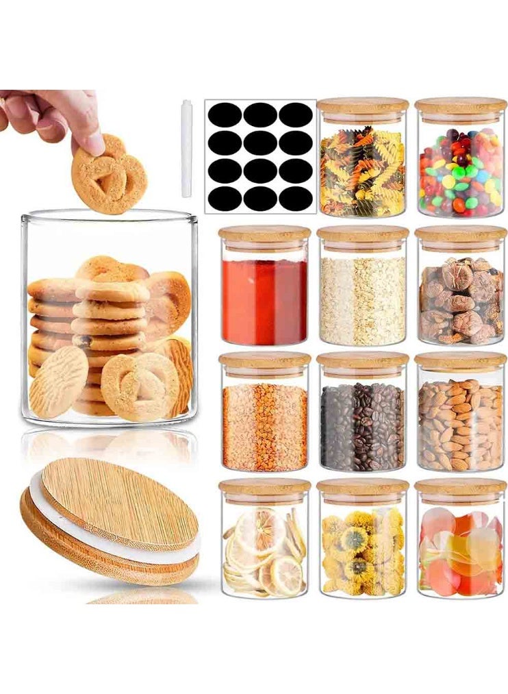Beone 12pcs 200ml 7oz Glass Spice Jars Bottles with Sealing Cover Lids, BEONE Empty Circle Spice Containers, Spice Labels, Marker Pen,65x80mm - Image 1